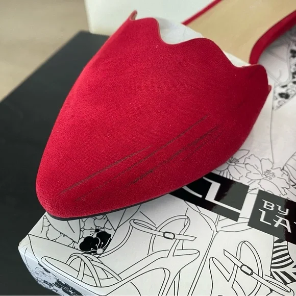 CL by Laundry Women's Studio Super Suede Ruby Red Pointed Toe Flat Womens Sz 10 - Picture 7 of 11